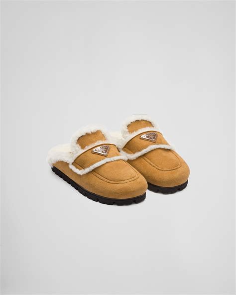 pink prada fur slippers|prada shearling slippers.